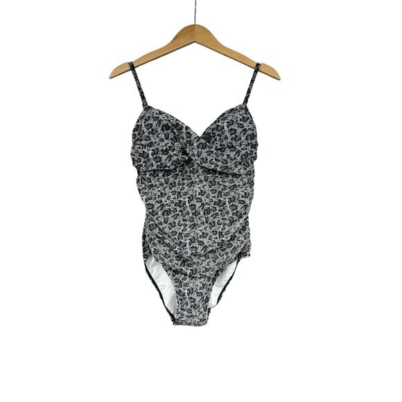 Caribbean Sand One Piece Swimsuit Gray Grey Leopard Modest Beach Womens 12 - Picture 1 of 8